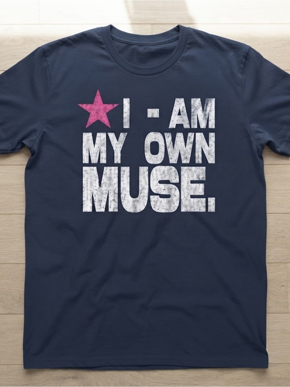 I AM MY OWN MUSE Graphic Gildan T-shirt Navy with Pink Star